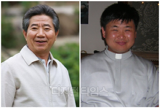 고(故) 노무현 전 대통령과 지성용 정의구현사제단 신부. <디지털타임스 DB, 지성용 SNS>